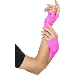 SMIFFYS - Fluo roze kant handschoenen voor vrouwen - Accessoires > Handschoenen